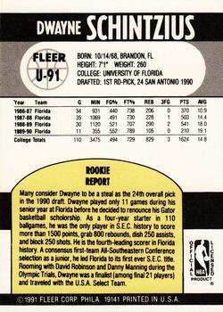 1990-91 Fleer Update #U-91 Dwayne Schintzius Back