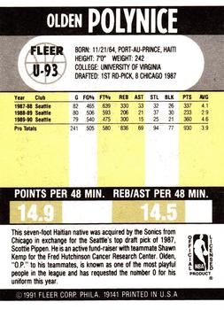 1990-91 Fleer Update #U-93 Olden Polynice Back