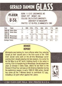 1990-91 Fleer Update #U-56 Gerald Glass Back