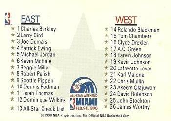 1990-91 Hoops #NNO All-Star Checklist Back