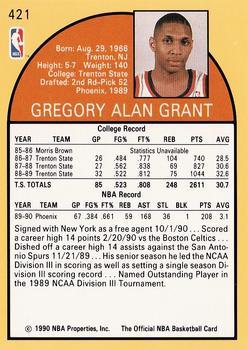 1990-91 Hoops #421 Greg Grant Back