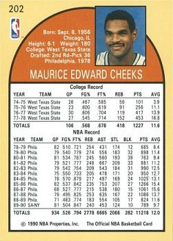1990-91 Hoops #202 Maurice Cheeks Back