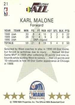 1990-91 Hoops #21 Karl Malone Back