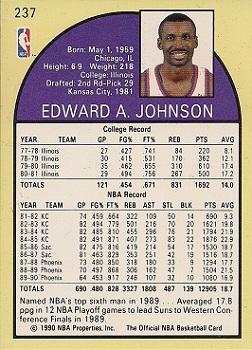 1990-91 Hoops #237 Eddie Johnson Back