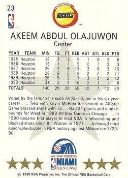 1990-91 Hoops #23 Akeem Olajuwon Back