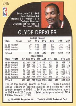 1990-91 Hoops #245 Clyde Drexler Back