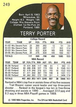 1990-91 Hoops #249 Terry Porter Back