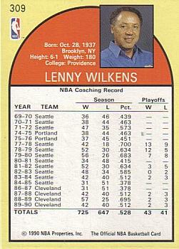 1990-91 Hoops #309 Lenny Wilkens Back