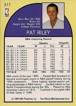1990-91 Hoops #317 Pat Riley Back