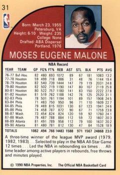 1990-91 Hoops #31 Moses Malone Back