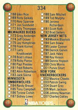 1990-91 Hoops #334 Checklist: 168-250 Front