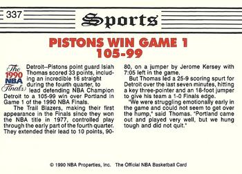 1990-91 Hoops #337 Pistons Win Finals Opener Back