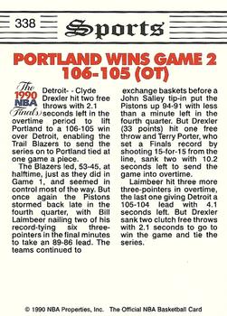 1990-91 Hoops #338 Blazers Win In Overtime Tie NBA Finals At 1-1 Back