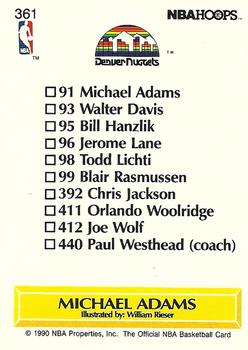 1990-91 Hoops #361 Michael Adams Back