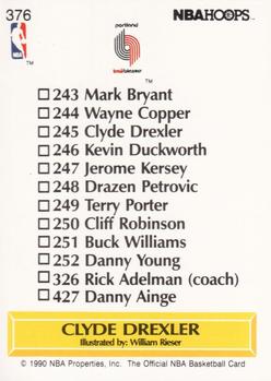 1990-91 Hoops #376 Clyde Drexler Back
