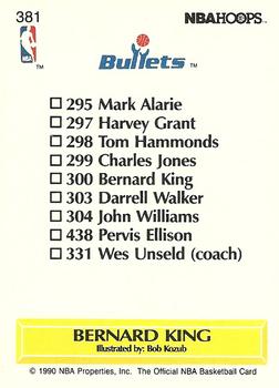 1990-91 Hoops #381 Bernard King Back