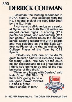 1990-91 Hoops #390 Derrick Coleman Back