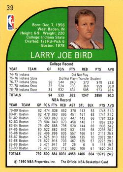 1990-91 Hoops #39 Larry Bird Back