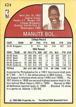 1990-91 Hoops #424 Manute Bol Back