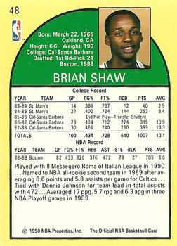1990-91 Hoops #48 Brian Shaw Back
