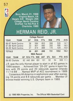1990-91 Hoops #57 J.R. Reid Back