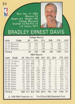 1990-91 Hoops #84 Brad Davis Back