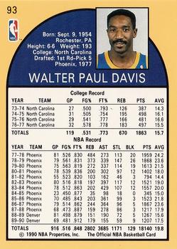 1990-91 Hoops #93 Walter Davis Back