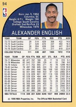 1990-91 Hoops #94 Alex English Back