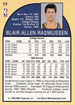 1990-91 Hoops #99 Blair Rasmussen Back