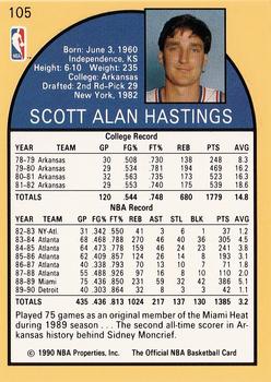 1990-91 Hoops #105 Scott Hastings Back