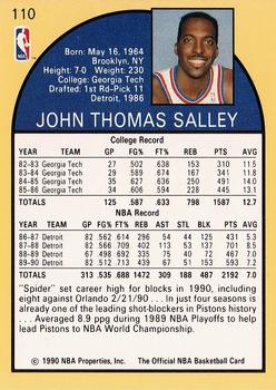 1990-91 Hoops #110 John Salley Back