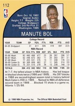 1990-91 Hoops #112 Manute Bol Back