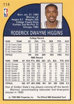 1990-91 Hoops #114 Rod Higgins Back