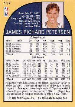 1990-91 Hoops #117 Jim Petersen Back