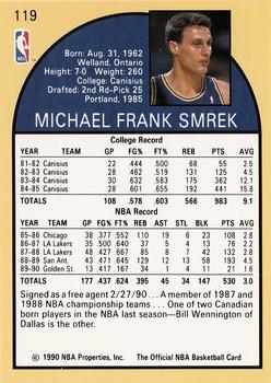 1990-91 Hoops #119 Mike Smrek Back