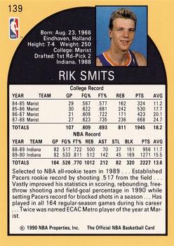 1990-91 Hoops #139 Rik Smits Back