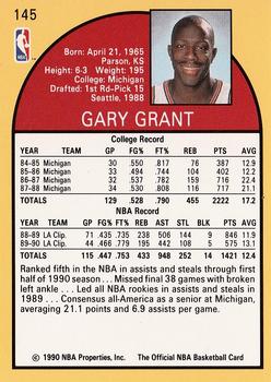1990-91 Hoops #145 Gary Grant Back