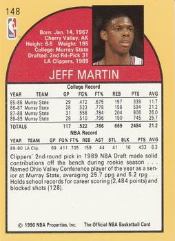 1990-91 Hoops #148 Jeff Martin Back