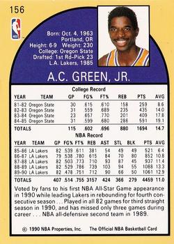 1990-91 Hoops #156 A.C. Green Back