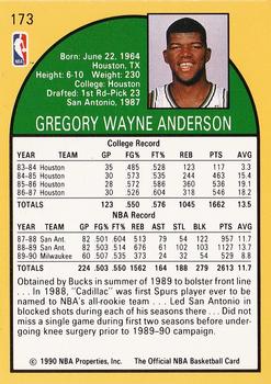 1990-91 Hoops #173 Greg Anderson Back
