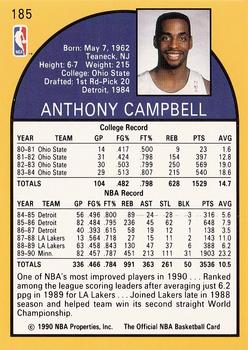 1990-91 Hoops #185 Tony Campbell Back