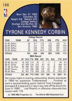 1990-91 Hoops #186 Tyrone Corbin Back