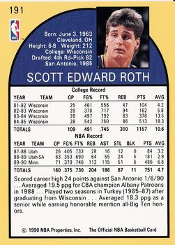 1990-91 Hoops #191 Scott Roth Back