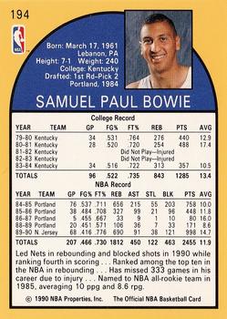 1990-91 Hoops #194 Sam Bowie Back