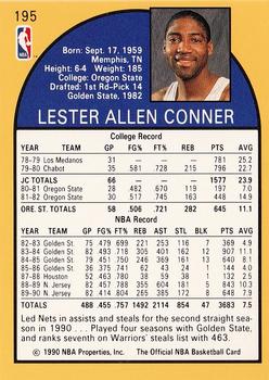 1990-91 Hoops #195 Lester Conner Back