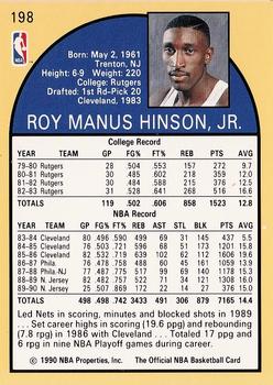 1990-91 Hoops #198 Roy Hinson Back