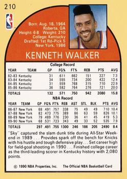 1990-91 Hoops #210 Kenny Walker Back