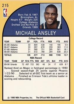 1990-91 Hoops #215 Michael Ansley Back
