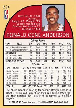 1990-91 Hoops #224 Ron Anderson Back