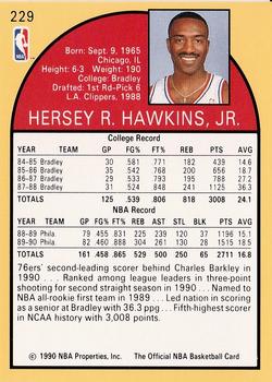 1990-91 Hoops #229 Hersey Hawkins Back